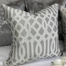 Navajo Luxury Textured, Geometric Silver - Grey Cushion Cover, Pillow Throw For Sofa Bed Or Throw. Designer Fabric - thumbnail 2