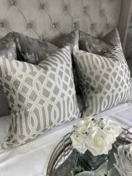 Navajo Luxury Textured, Geometric Silver - Grey Cushion Cover, Pillow Throw For Sofa Bed Or Throw. Designer Fabric