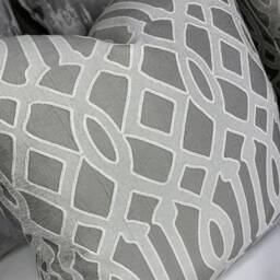 Navajo Luxury Textured, Geometric Silver - Grey Cushion Cover, Pillow Throw For Sofa Bed Or Throw. Designer Fabric - thumbnail 3
