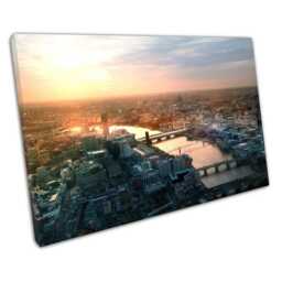 London Sunset Canvas Wall Art - River Thames Bridges Home Office Decor - thumbnail 1