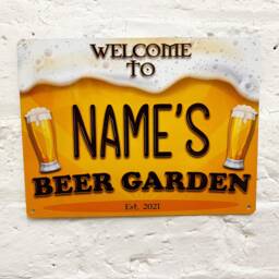 Personalized Beer Garden Sign - Printed Metal Wall Art, Home Bar Decor - A5 - thumbnail 1