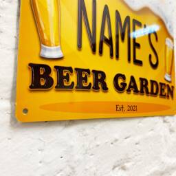 Personalized Beer Garden Sign - Printed Metal Wall Art, Home Bar Decor - A5 - thumbnail 3