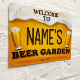 Personalized Beer Garden Sign - Printed Metal Wall Art, Home Bar Decor - A5 - thumbnail 2