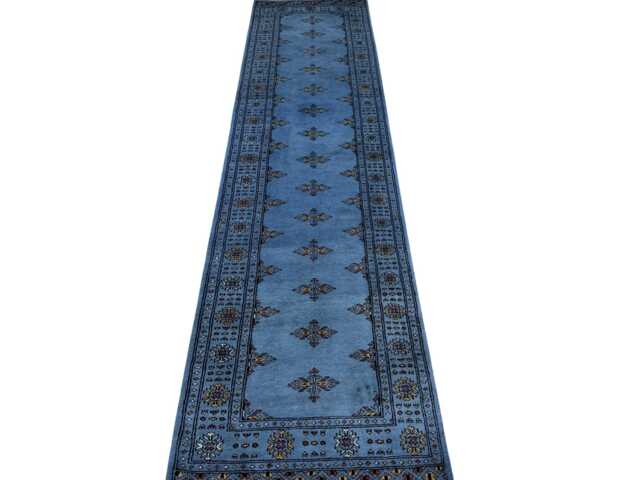 2.6x10 Gray 3 Ply Handmade Bokhara Runner Rug - Hallway Stairs Carpet, Extra Thick Pile - image 1