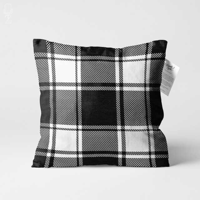 Gingham Cushion Cover With Black & White - Double Sided Printing Throw Pillow On The Soft Chenille Fabric Different Sizes - image 1