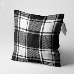Gingham Cushion Cover With Black & White - Double Sided Printing Throw Pillow On The Soft Chenille Fabric Different Sizes - thumbnail 3