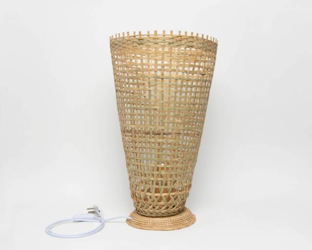 Handmade Woven Bamboo Floor Lamp - Rustic Rattan Standing Light - image 1