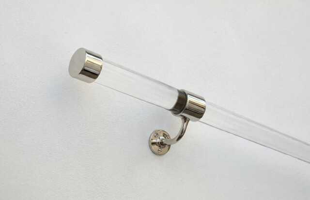 Acrylic Stair Railing With Nickel Brackets - Modern Handrail Like Stainless Steel - image 1