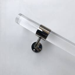 Acrylic Stair Railing With Nickel Brackets - Modern Handrail Like Stainless Steel - thumbnail 3