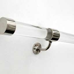 Acrylic Stair Railing With Nickel Brackets - Modern Handrail Like Stainless Steel - thumbnail 2
