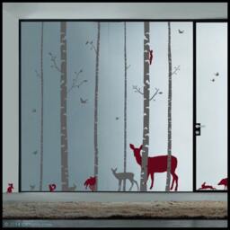 Birch Tree Forest Wall Decal Woodland Animals, Children's Decor - thumbnail 1