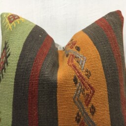 Vintage Kilim Pillow Cover, Handwoven Turkish Pillow, Bohemian Decor - 16x16 Inch - thumbnail 2