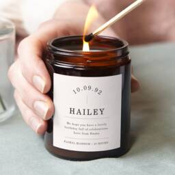 Personalized Birthday Candle Gift, Apothecary Jar, Soy Wax - thumbnail 1