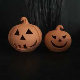 Handmade Terra-Cotta Jack O Lantern, Pumpkin Pottery For Halloween - thumbnail 4