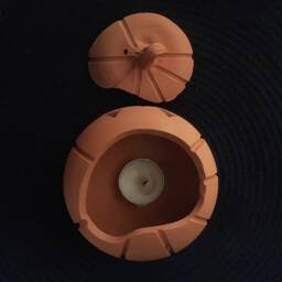 Handmade Terra-Cotta Jack O Lantern, Pumpkin Pottery For Halloween - thumbnail 3