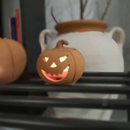 Handmade Terra-Cotta Jack O Lantern, Pumpkin Pottery For Halloween - thumbnail 2