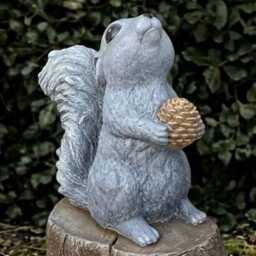Stone Squirrel Sculpture Concrete Statue Cement Animal Decoration Handmade Art Front Door Ornament Garden & Home - thumbnail 2