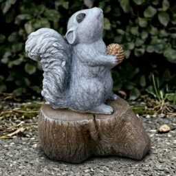Stone Squirrel Sculpture Concrete Statue Cement Animal Decoration Handmade Art Front Door Ornament Garden & Home - thumbnail 3