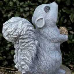 Stone Squirrel Sculpture Concrete Statue Cement Animal Decoration Handmade Art Front Door Ornament Garden & Home - thumbnail 4