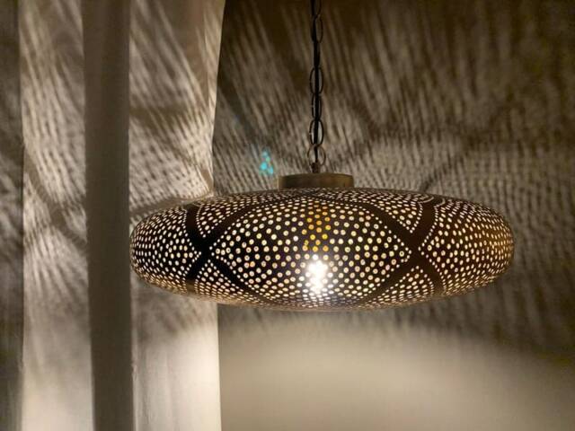 Moroccan Brass Pendant Light, Boho Bedroom & Living Room Lighting - image 1