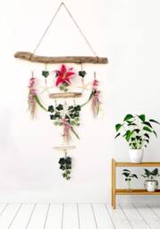 Handmade Flower Wall Hanging, Floral Art, Starfish Decor, Driftwood Ivy Spring Wall Art - thumbnail 1