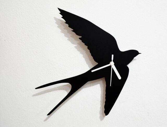 Swallow Flying Silhouette - Wall Clock - image 1