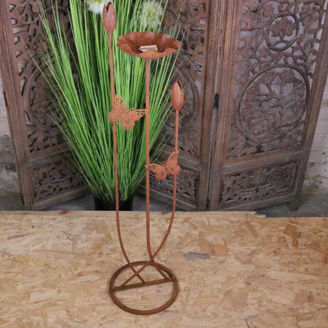 Bansari Flower Bird Feeder Rusted Metal Finish - image 1