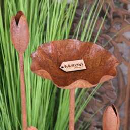 Bansari Flower Bird Feeder Rusted Metal Finish - thumbnail 2