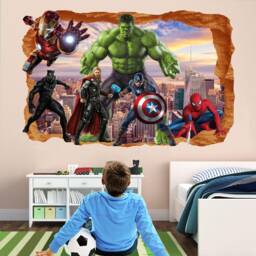 Superhero Wall Decal Sticker Mural Poster Print Art Spiderman Iron Man Hulk Captain America Thor - thumbnail 1