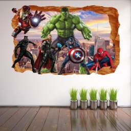 Superhero Wall Decal Sticker Mural Poster Print Art Spiderman Iron Man Hulk Captain America Thor - thumbnail 2