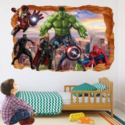 Superhero Wall Decal Sticker Mural Poster Print Art Spiderman Iron Man Hulk Captain America Thor - thumbnail 3