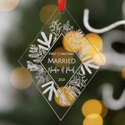 Personalised First Christmas Married Ornament 2024 Couples Ornament Mr & Mrs Gift As Bauble Newlywed - thumbnail 2