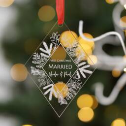 Personalised First Christmas Married Ornament 2024 Couples Ornament Mr & Mrs Gift As Bauble Newlywed