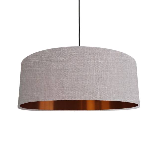 Extra Large Feather Grey Linen Lampshade With Copper Lining - image 1