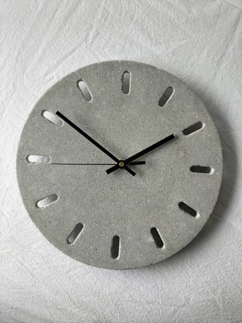 Handmade Concrete Wall Clock Minimalist Grey Silent Clock - image 1