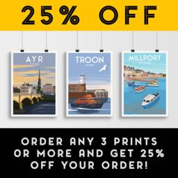Troon Print - Scotland Travel Poster Lighthouse Lifeboat Ayrshire - thumbnail 2