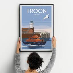 Troon Print - Scotland Travel Poster Lighthouse Lifeboat Ayrshire - thumbnail 3