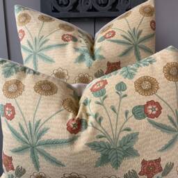 William Morris Daisy Luxury Vintage Designer Terracotta Gold Cushion Pillow Throw Cover - thumbnail 2