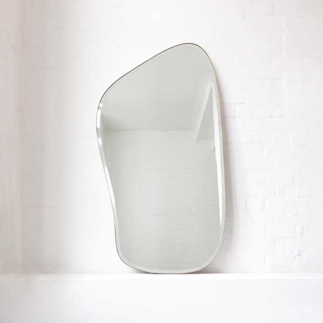 Freeform Bevelled Mirror With Minimalist Brass Frame - E - image 1