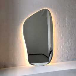 Freeform Bevelled Mirror With Minimalist Brass Frame - E - thumbnail 2