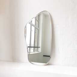 Freeform Bevelled Mirror With Minimalist Brass Frame - E - thumbnail 3