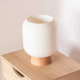 Kumo Oak Table Lamp, Desk Mushroom Lantern, Modern Shoji, Minimal, 3D Printed, Timber - thumbnail 2