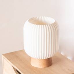 Kumo Oak Table Lamp, Desk Mushroom Lantern, Modern Shoji, Minimal, 3D Printed, Timber - thumbnail 3