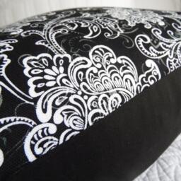 Floral Scroll Pillow Cover Charcoal Gray Or Black Cotton Home Decor - thumbnail 3