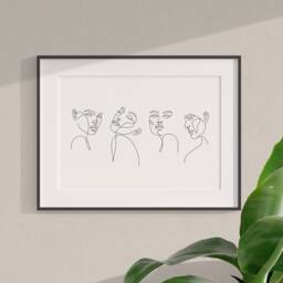Abstract Line Art Face Print Poster, Wall Art, Modern Print, Drawing, Home Trend, Decor, Accessories 613 - thumbnail 1