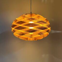 Newoval Woven Pendant Light-Engineered Zebrano Veneer-Chandelier-Lighting-Ceiling Light-Wood Light - thumbnail 2