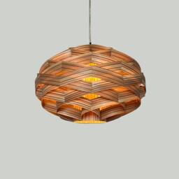 Newoval Woven Pendant Light-Engineered Zebrano Veneer-Chandelier-Lighting-Ceiling Light-Wood Light - thumbnail 3