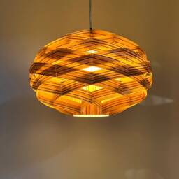 Newoval Woven Pendant Light-Engineered Zebrano Veneer-Chandelier-Lighting-Ceiling Light-Wood Light - thumbnail 1
