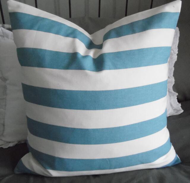 stripe.blue.white.summer.spring Toss Pillows.throw Pillows.slipcovers.pillow Covers.home Decor.cottage, Beach House.lake House Pillow Covers - image 1