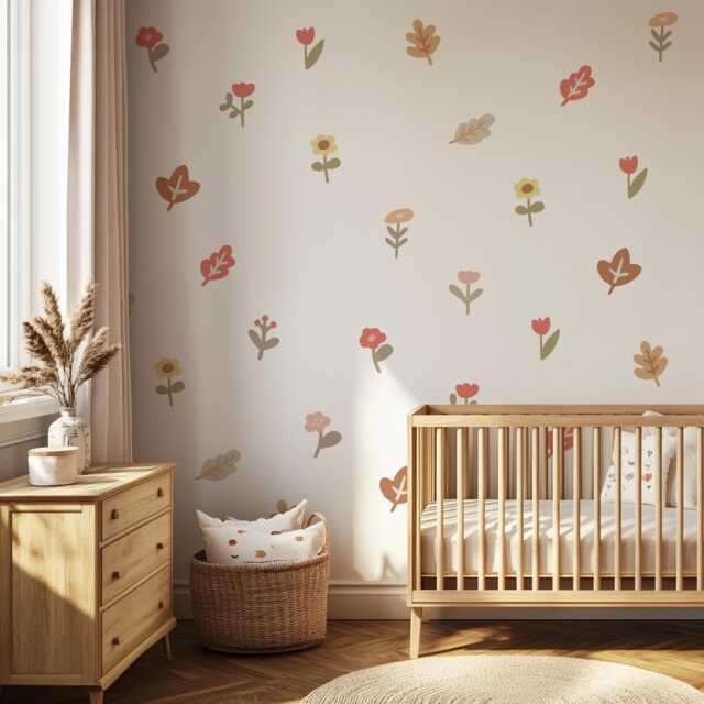 Boho Floral Flower Wall Stickers Nursery & Kids Room Decor Ideas - image 1
